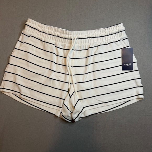 Parke Pants - Parke for Target Navy Blue Striped Lounge Shorts White Cotton Blend  new M
